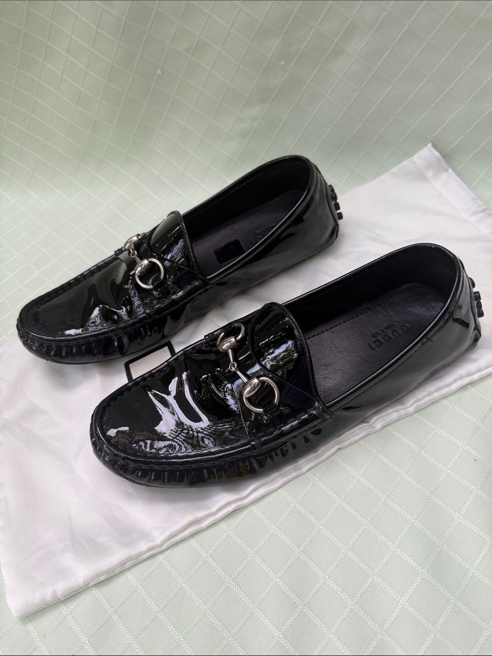 Gucci Black Patent Leather Horsebit Driving Loafers in The Dust Bag - Picture 2 of 10